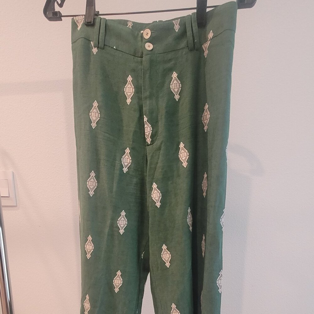 Green Patterned Pants by Zara